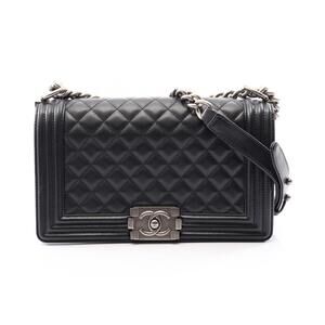 Chanel Boy Shoulder Bag Caviar Skin Grained Calf Black